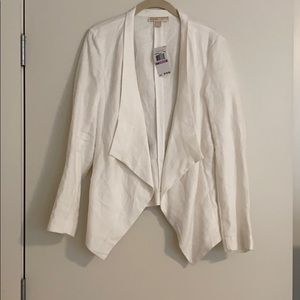 NWT Michael Kors White Linen Drape Jacket